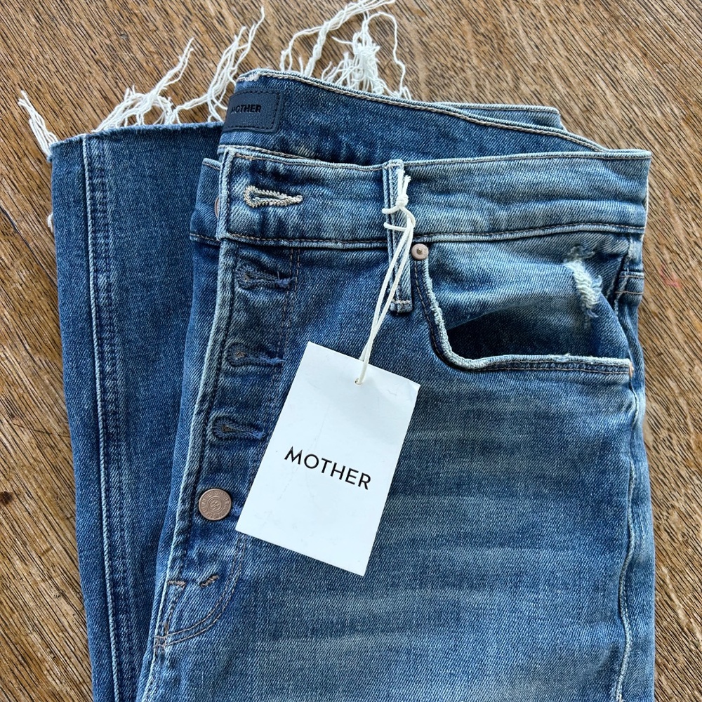 NWT MOTHER The Pixie Dazzler Ankle Fray Jeans – Size 29